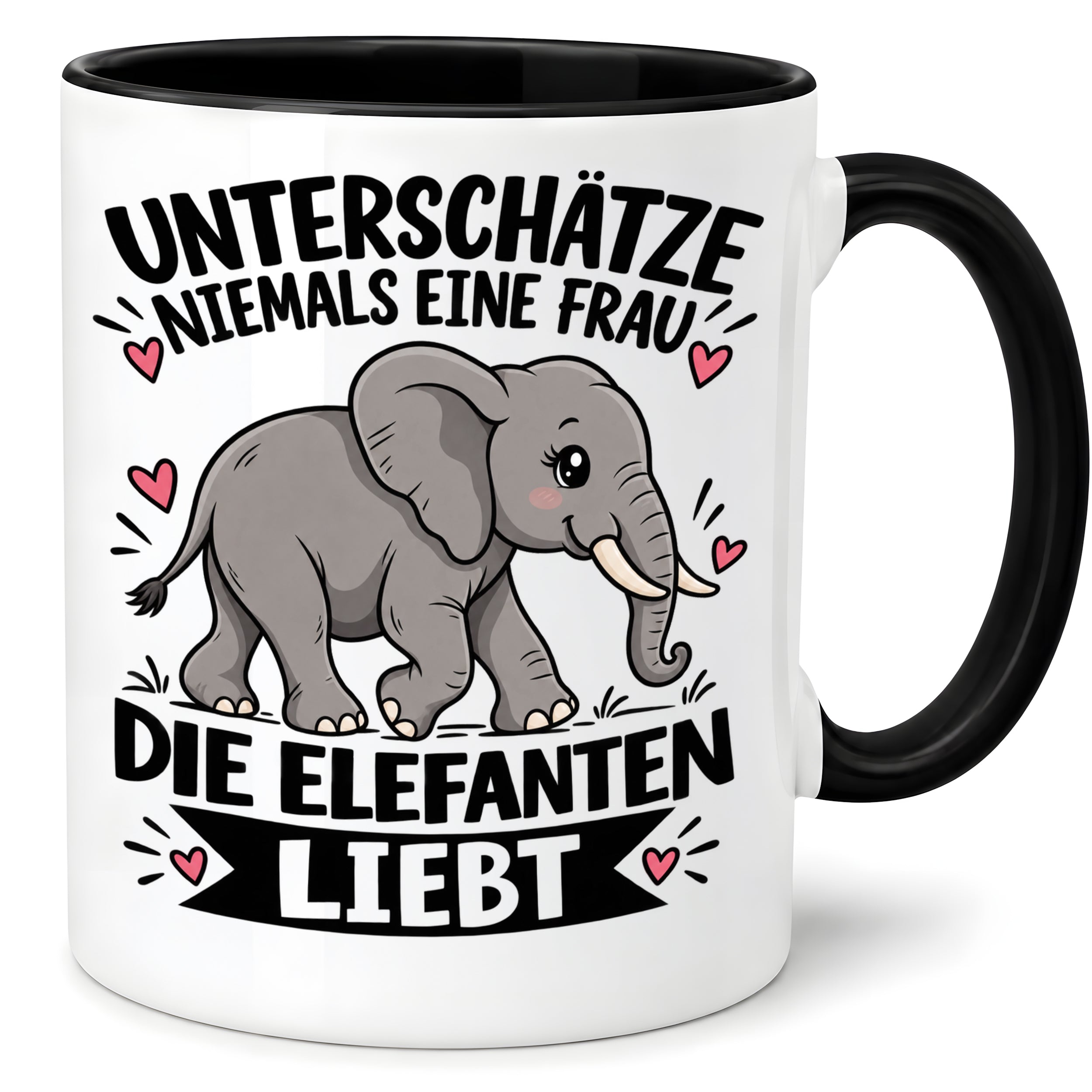 Herzbotschaft Elefanten Tasse mit Farbwahl Frau Geschenk Elefantenliebhaberin 300 ml
