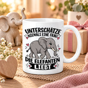 Herzbotschaft Elefanten Tasse mit Farbwahl Frau Geschenk Elefantenliebhaberin 300 ml