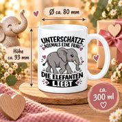 Herzbotschaft Elefanten Tasse mit Farbwahl Frau Geschenk Elefantenliebhaberin 300 ml