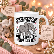Herzbotschaft Elefanten Tasse mit Farbwahl Frau Geschenk Elefantenliebhaberin 300 ml