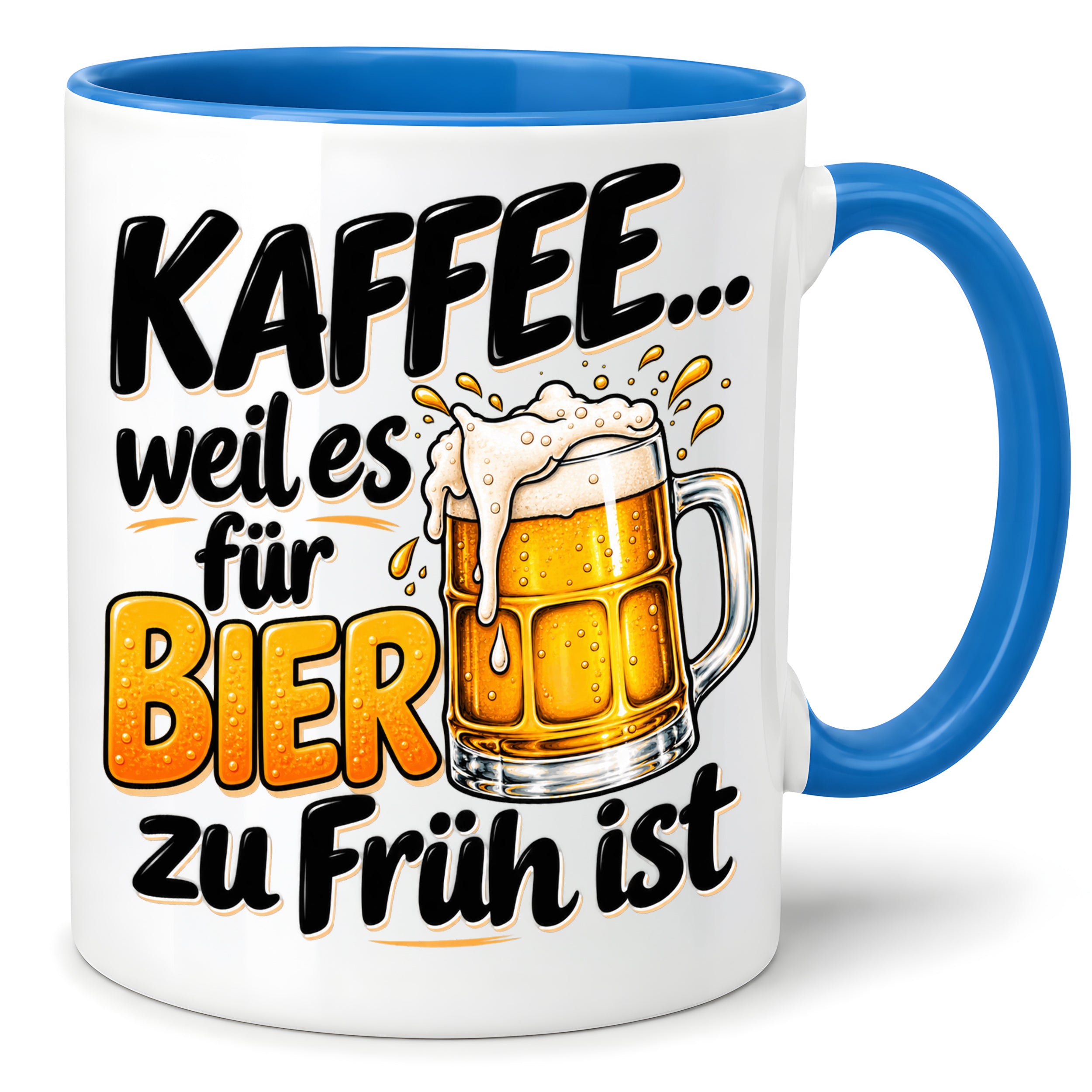 Herzbotschaft Tasse mit Farbwahl - Kaffee weil es für Bier zu früh ist