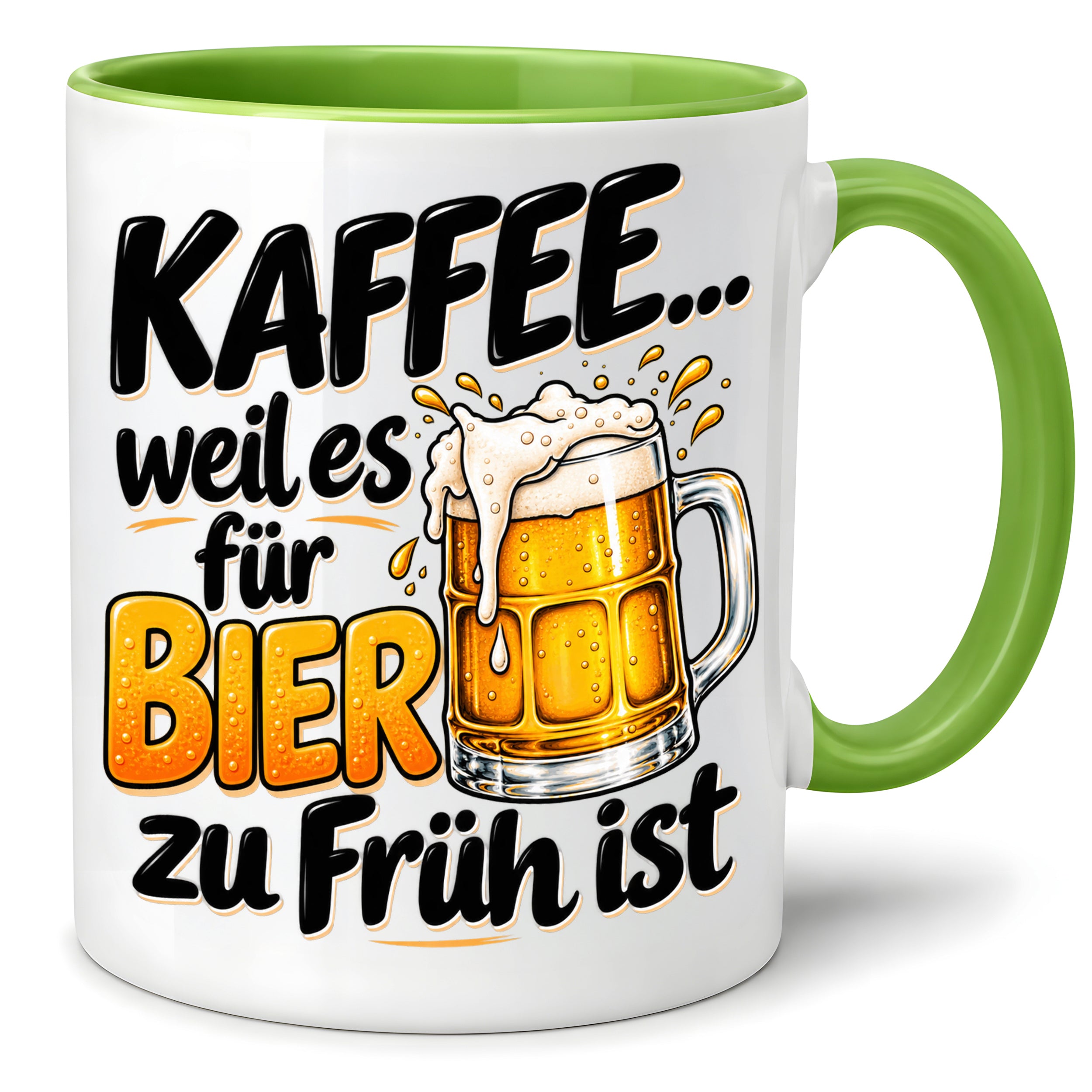 Herzbotschaft Tasse mit Farbwahl - Kaffee weil es für Bier zu früh ist