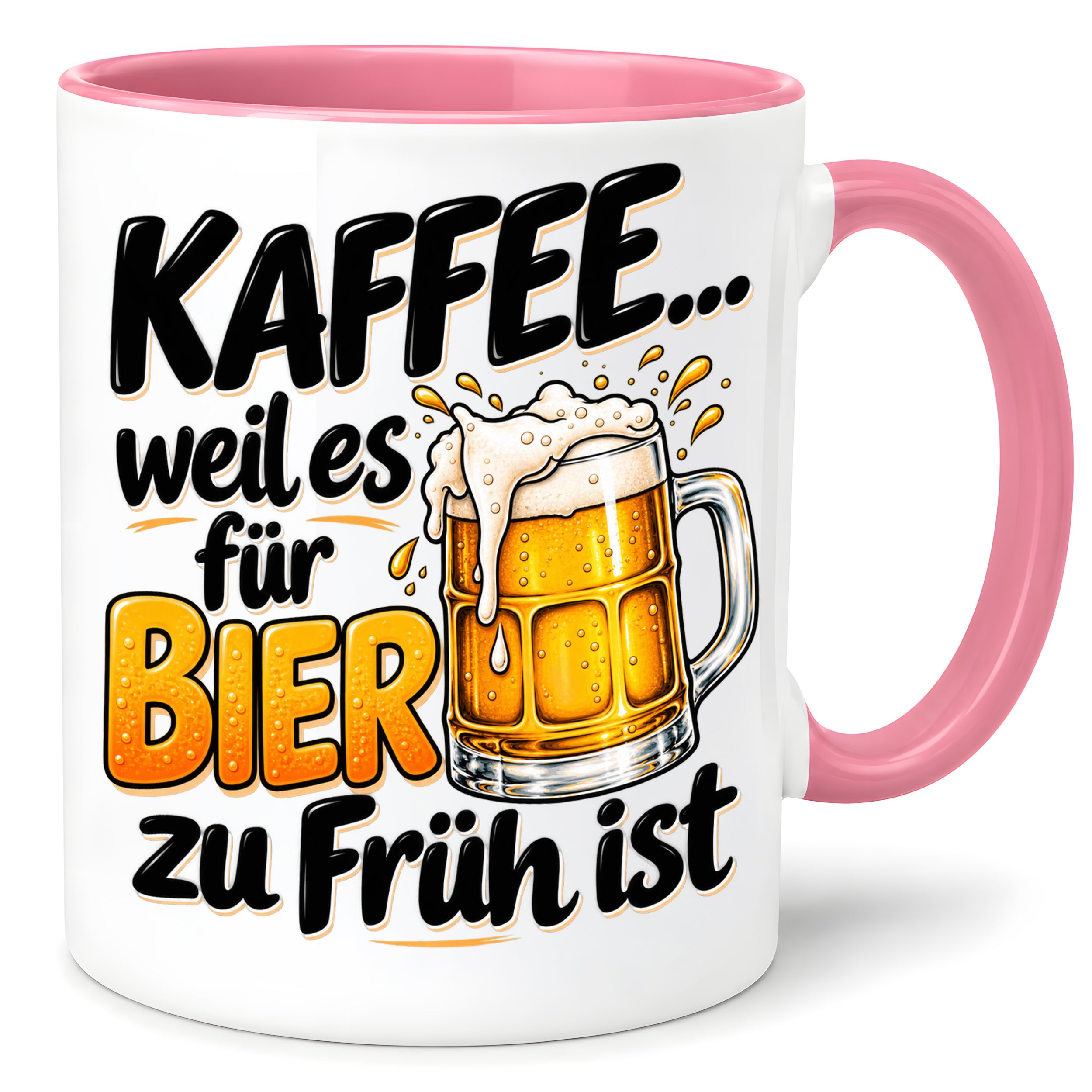 Herzbotschaft Tasse mit Farbwahl - Kaffee weil es für Bier zu früh ist