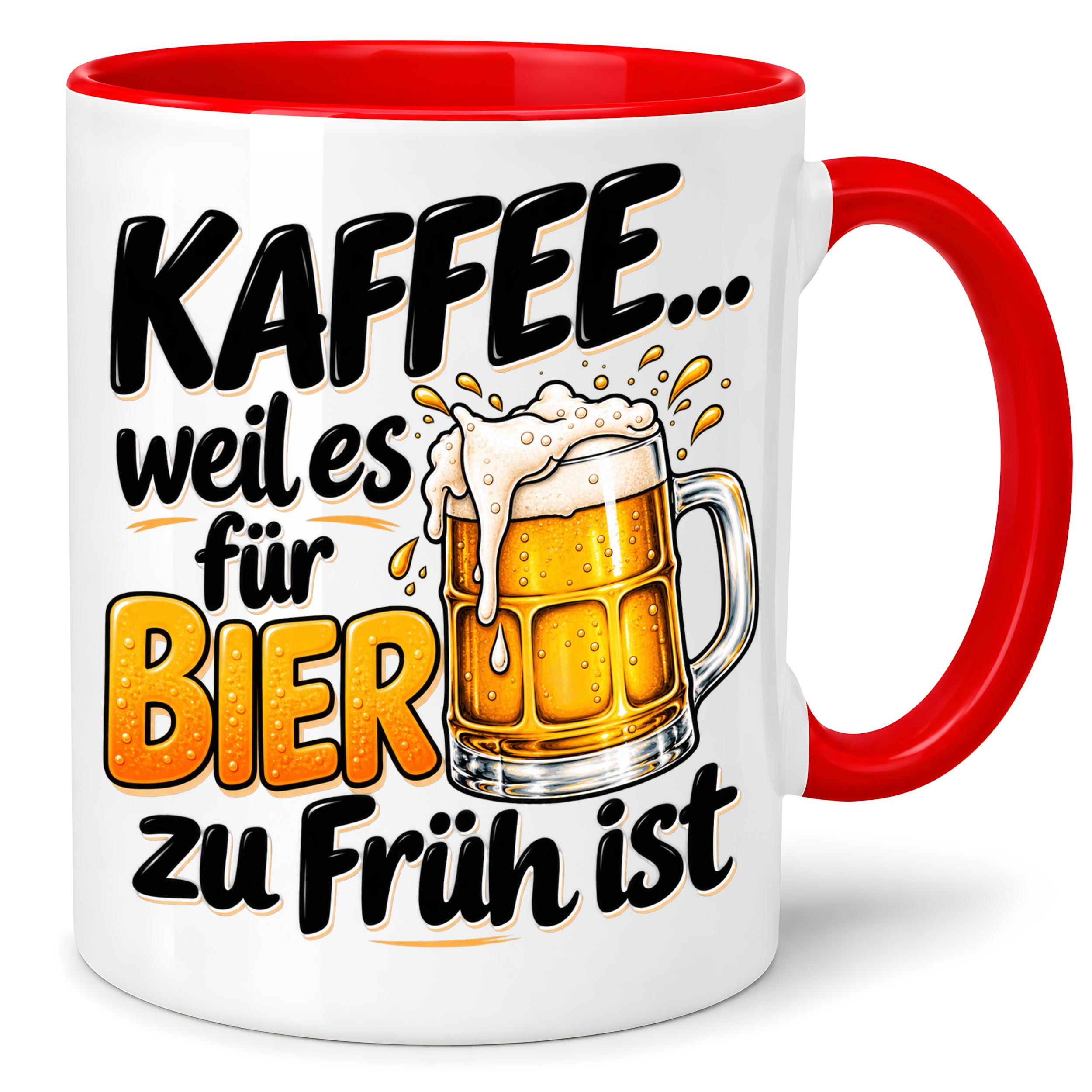 Herzbotschaft Tasse mit Farbwahl - Kaffee weil es für Bier zu früh ist