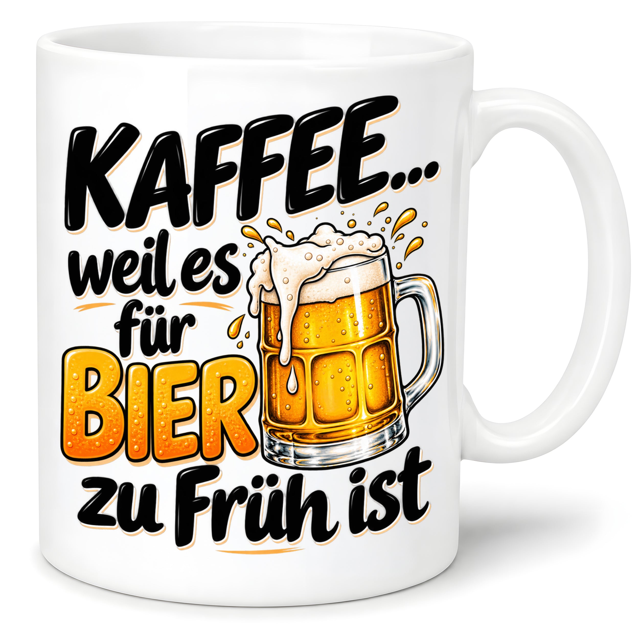 Herzbotschaft Tasse mit Farbwahl - Kaffee weil es für Bier zu früh ist