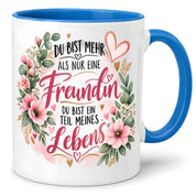 Herzbotschaft Tasse mit Farbwahl - Freundin Teil meines Lebens