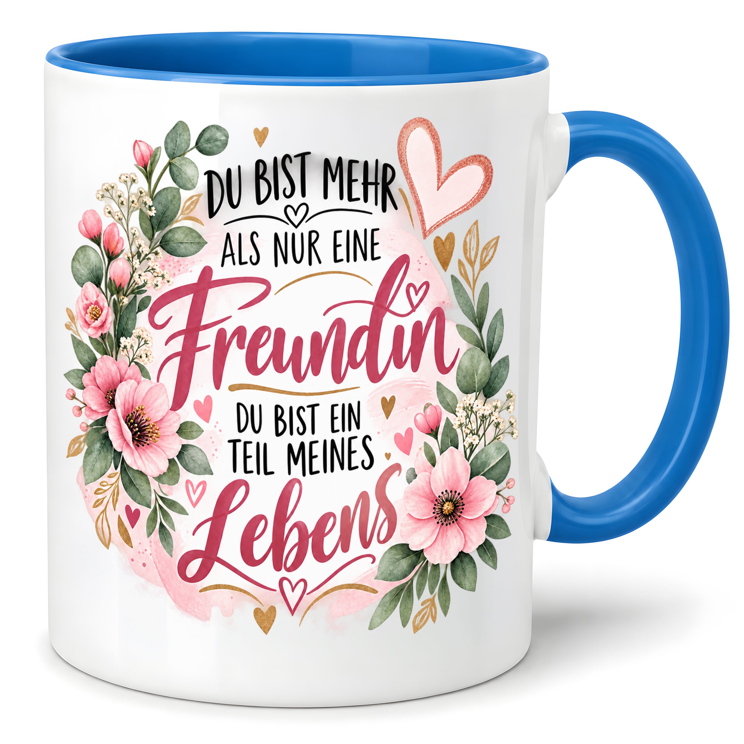 Herzbotschaft Tasse mit Farbwahl - Freundin Teil meines Lebens
