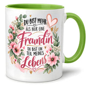 Herzbotschaft Tasse mit Farbwahl - Freundin Teil meines Lebens