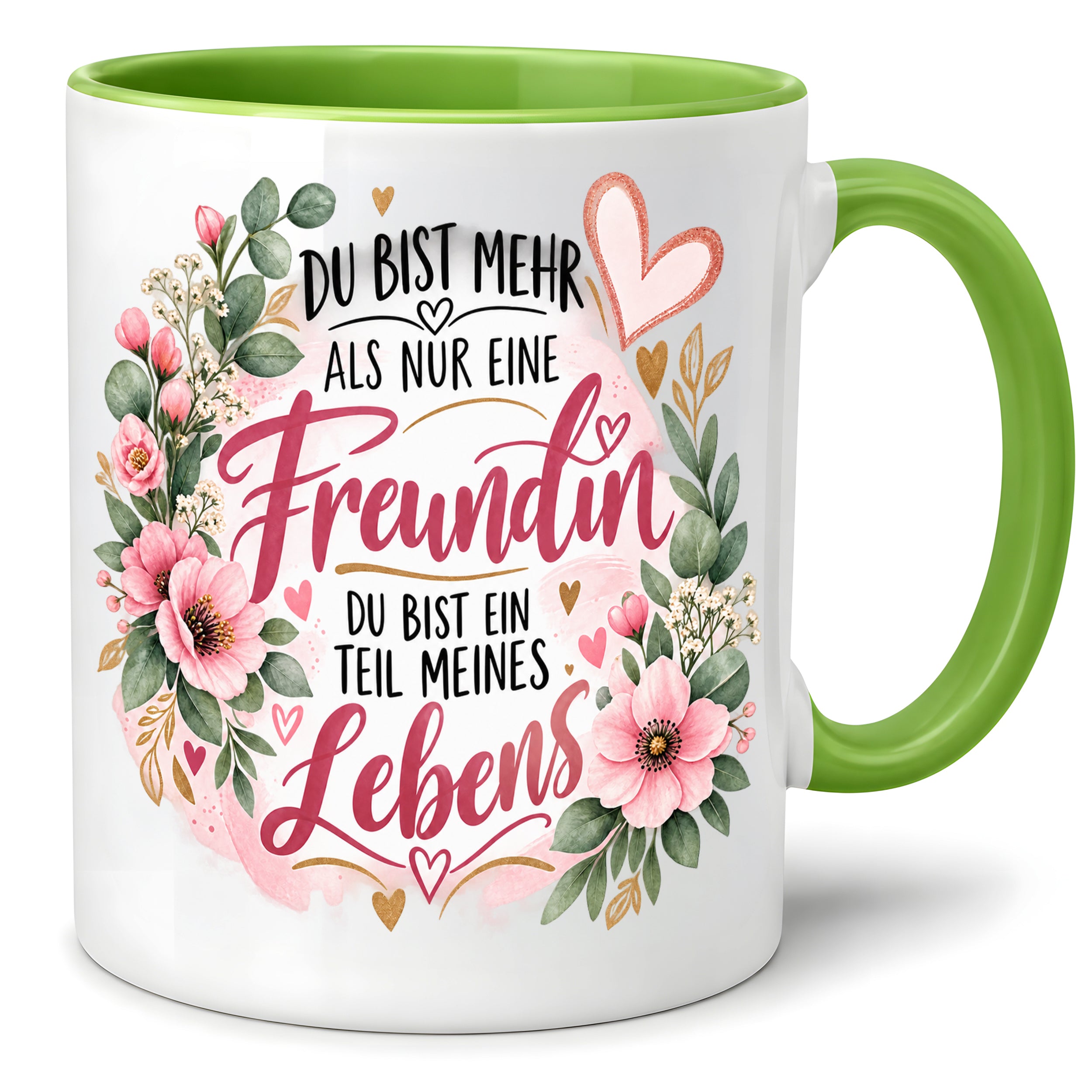 Herzbotschaft Tasse mit Farbwahl - Freundin Teil meines Lebens