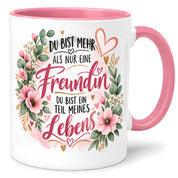 Herzbotschaft Tasse mit Farbwahl - Freundin Teil meines Lebens