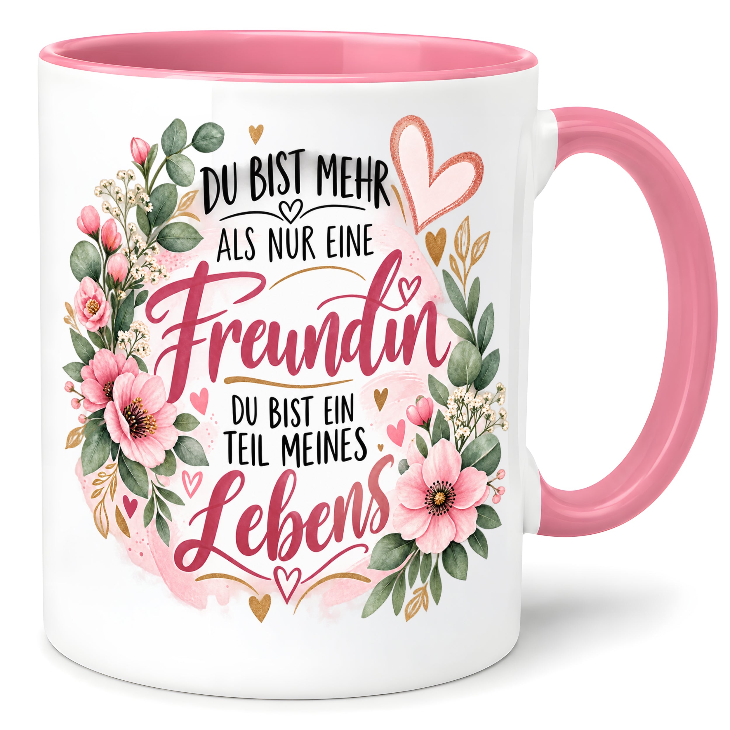 Herzbotschaft Tasse mit Farbwahl - Freundin Teil meines Lebens