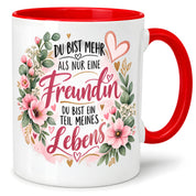 Herzbotschaft Tasse mit Farbwahl - Freundin Teil meines Lebens