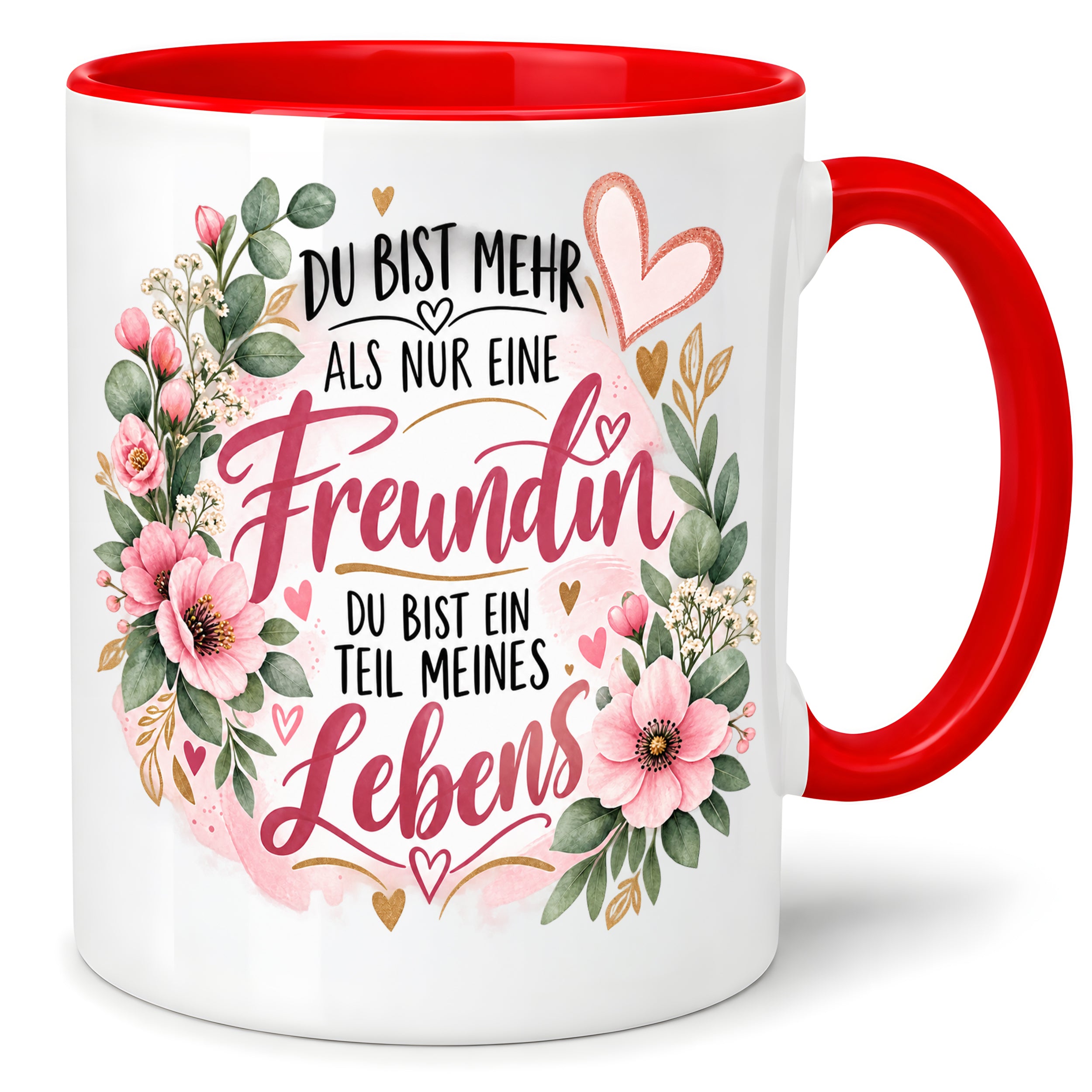Herzbotschaft Tasse mit Farbwahl - Freundin Teil meines Lebens