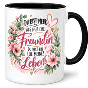 Herzbotschaft Tasse mit Farbwahl - Freundin Teil meines Lebens
