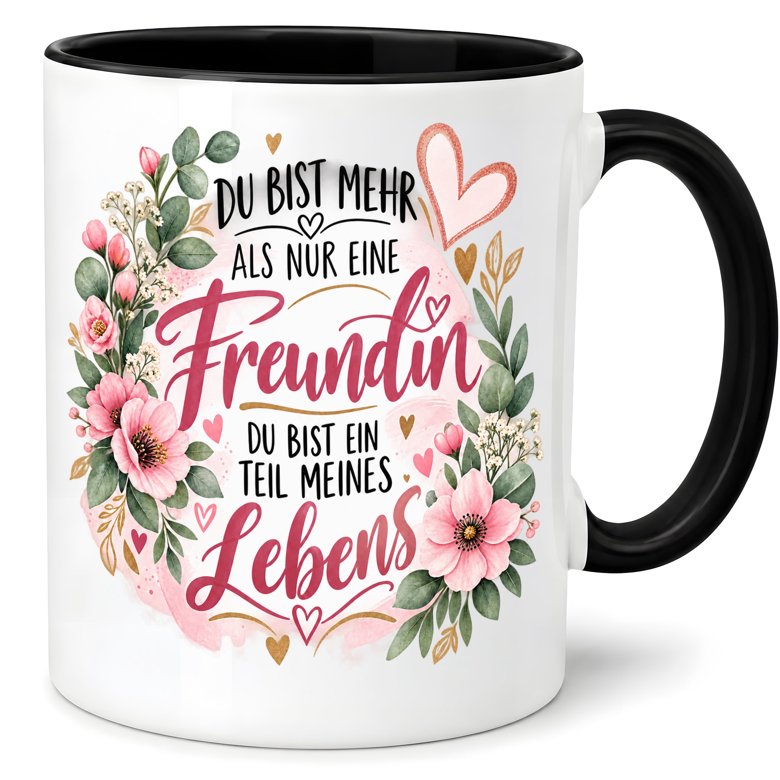 Herzbotschaft Tasse mit Farbwahl - Freundin Teil meines Lebens