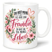 Herzbotschaft Tasse mit Farbwahl - Freundin Teil meines Lebens