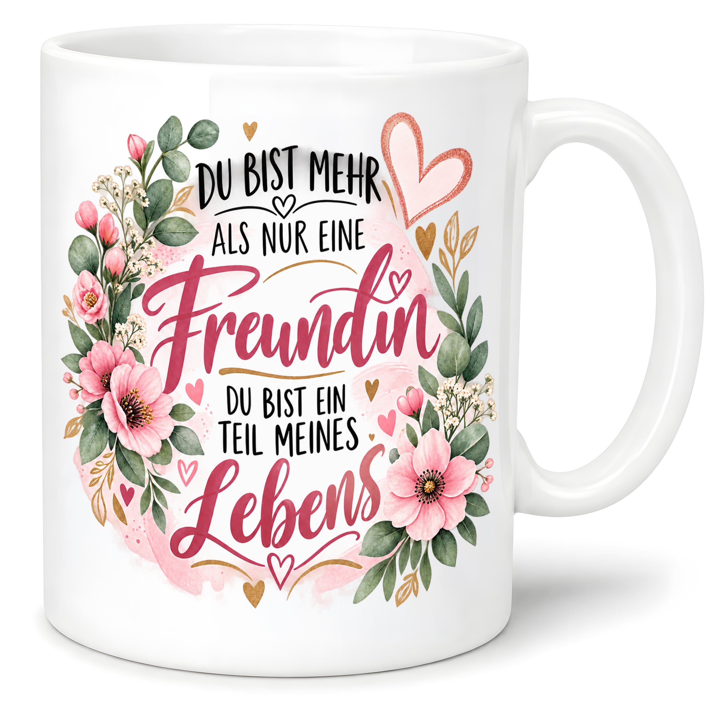 Herzbotschaft Tasse mit Farbwahl - Freundin Teil meines Lebens