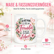 Herzbotschaft Tasse mit Farbwahl - Freundin Teil meines Lebens