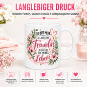 Herzbotschaft Tasse mit Farbwahl - Freundin Teil meines Lebens