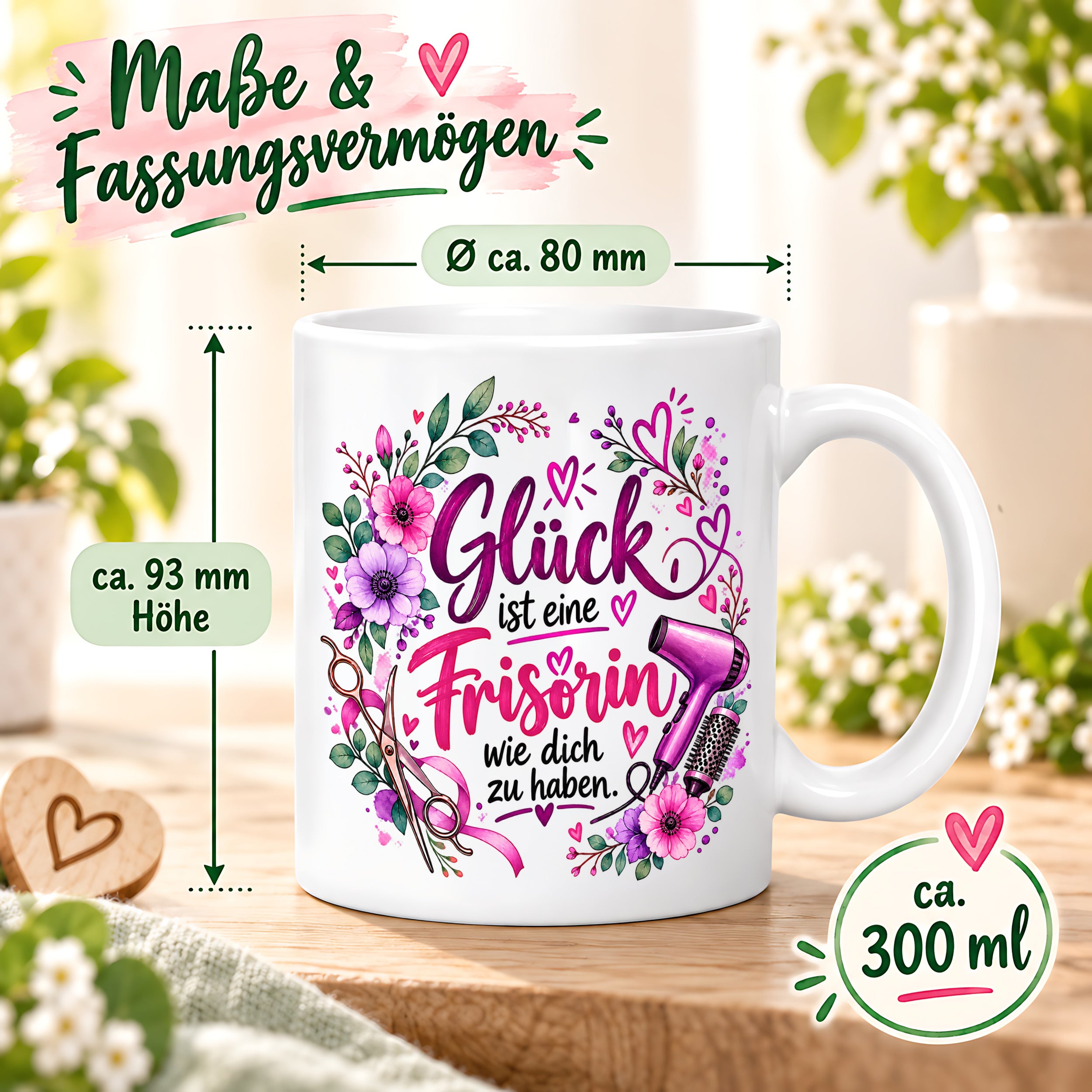 Herzbotschaft Tasse mit Farbwahl - Frisörin – Glück ist eine Frisörin wie dich zu haben