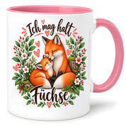 Herzbotschaft Tasse mit Farbwahl - Füchse – Ich mag halt Füchse