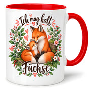 Herzbotschaft Tasse mit Farbwahl - Füchse – Ich mag halt Füchse