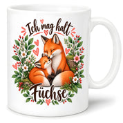 Herzbotschaft Tasse mit Farbwahl - Füchse – Ich mag halt Füchse