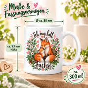 Herzbotschaft Tasse mit Farbwahl - Füchse – Ich mag halt Füchse