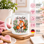 Herzbotschaft Tasse mit Farbwahl - Füchse – Ich mag halt Füchse