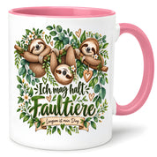Herzbotschaft Tasse mit Farbwahl - Faultier – Ich mag halt Faultiere