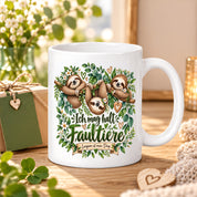 Herzbotschaft Tasse mit Farbwahl - Faultier – Ich mag halt Faultiere