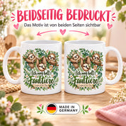 Herzbotschaft Tasse mit Farbwahl - Faultier – Ich mag halt Faultiere