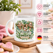 Herzbotschaft Tasse mit Farbwahl - Faultier – Ich mag halt Faultiere