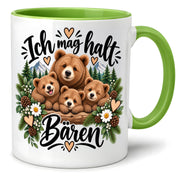 Herzbotschaft Tasse mit Farbwahl - Bären – Ich mag halt Bären