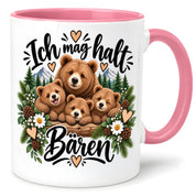 Herzbotschaft Tasse mit Farbwahl - Bären – Ich mag halt Bären