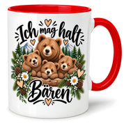 Herzbotschaft Tasse mit Farbwahl - Bären – Ich mag halt Bären