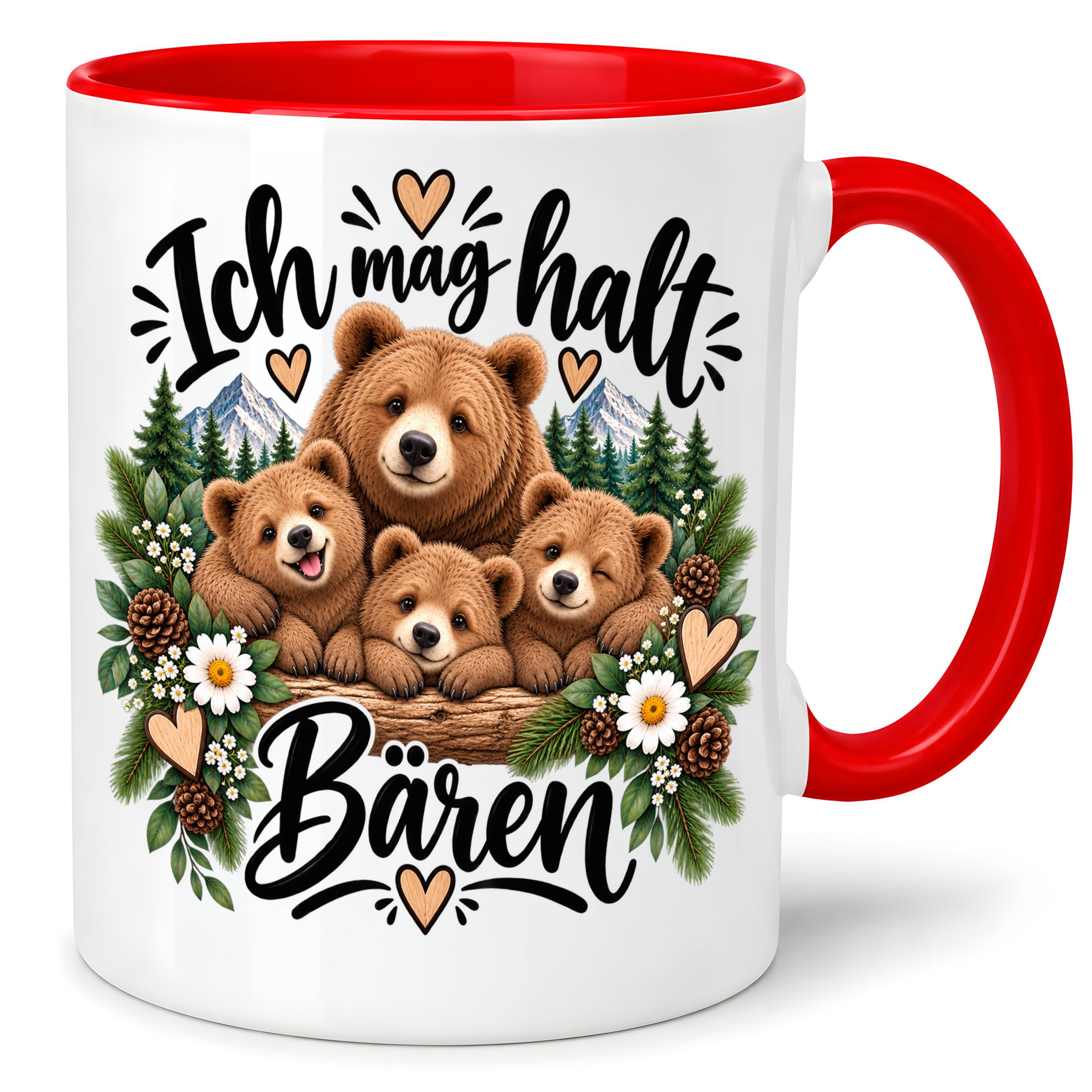 Herzbotschaft Tasse mit Farbwahl - Bären – Ich mag halt Bären