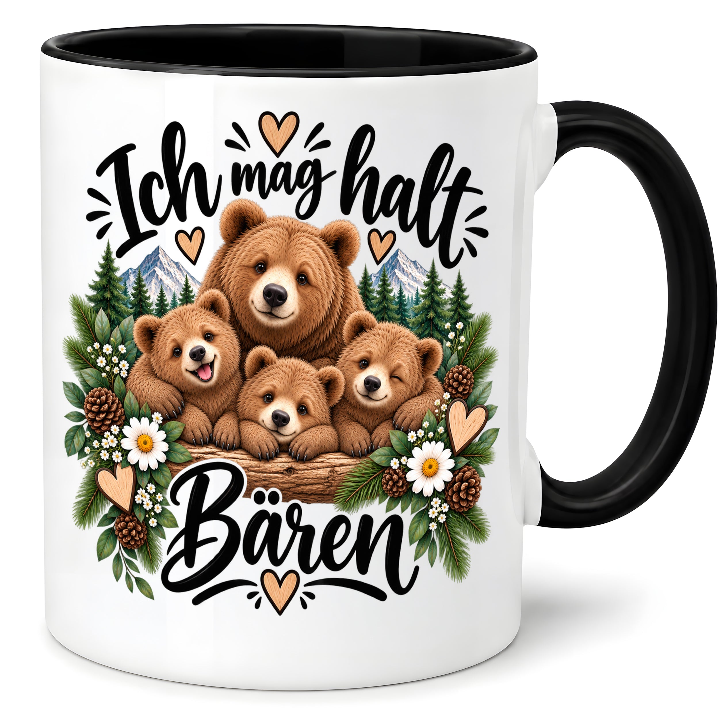 Herzbotschaft Tasse mit Farbwahl - Bären – Ich mag halt Bären