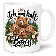 Herzbotschaft Tasse mit Farbwahl - Bären – Ich mag halt Bären