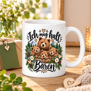 Herzbotschaft Tasse mit Farbwahl - Bären – Ich mag halt Bären