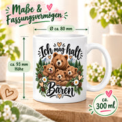Herzbotschaft Tasse mit Farbwahl - Bären – Ich mag halt Bären