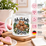 Herzbotschaft Tasse mit Farbwahl - Bären – Ich mag halt Bären