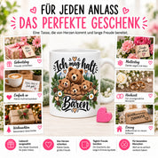 Herzbotschaft Tasse mit Farbwahl - Bären – Ich mag halt Bären