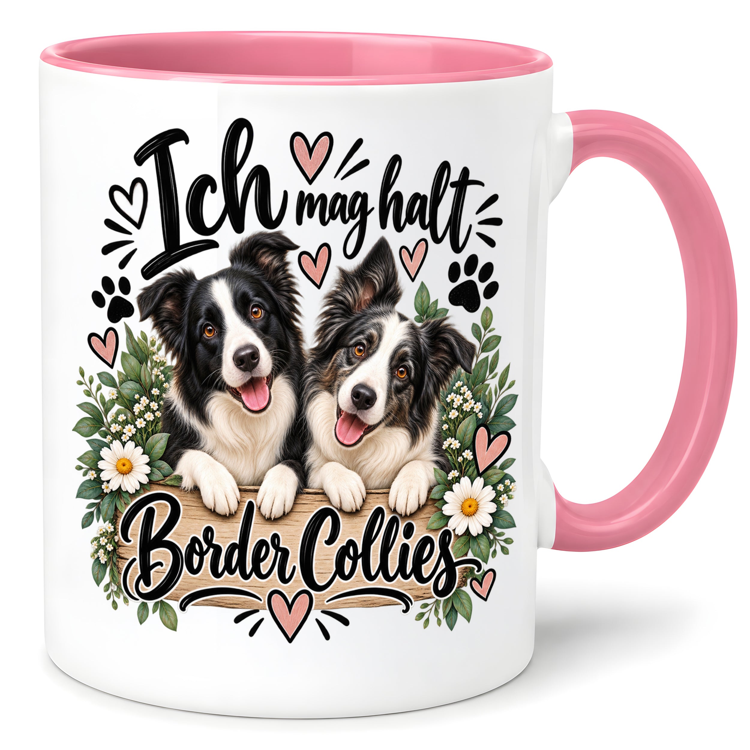 Herzbotschaft Tasse mit Farbwahl - Border Collie – Ich mag halt Border Collies
