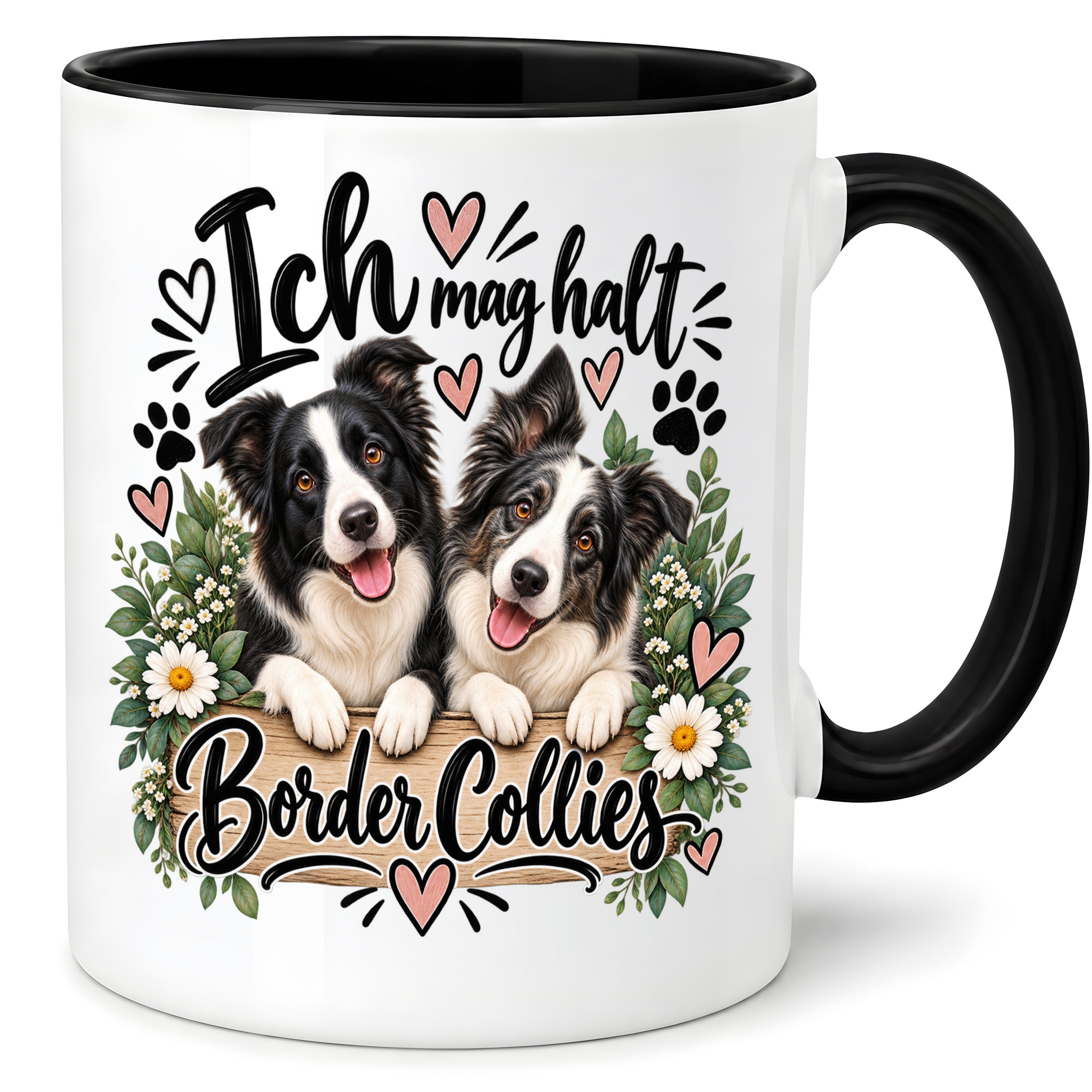 Herzbotschaft Tasse mit Farbwahl - Border Collie – Ich mag halt Border Collies