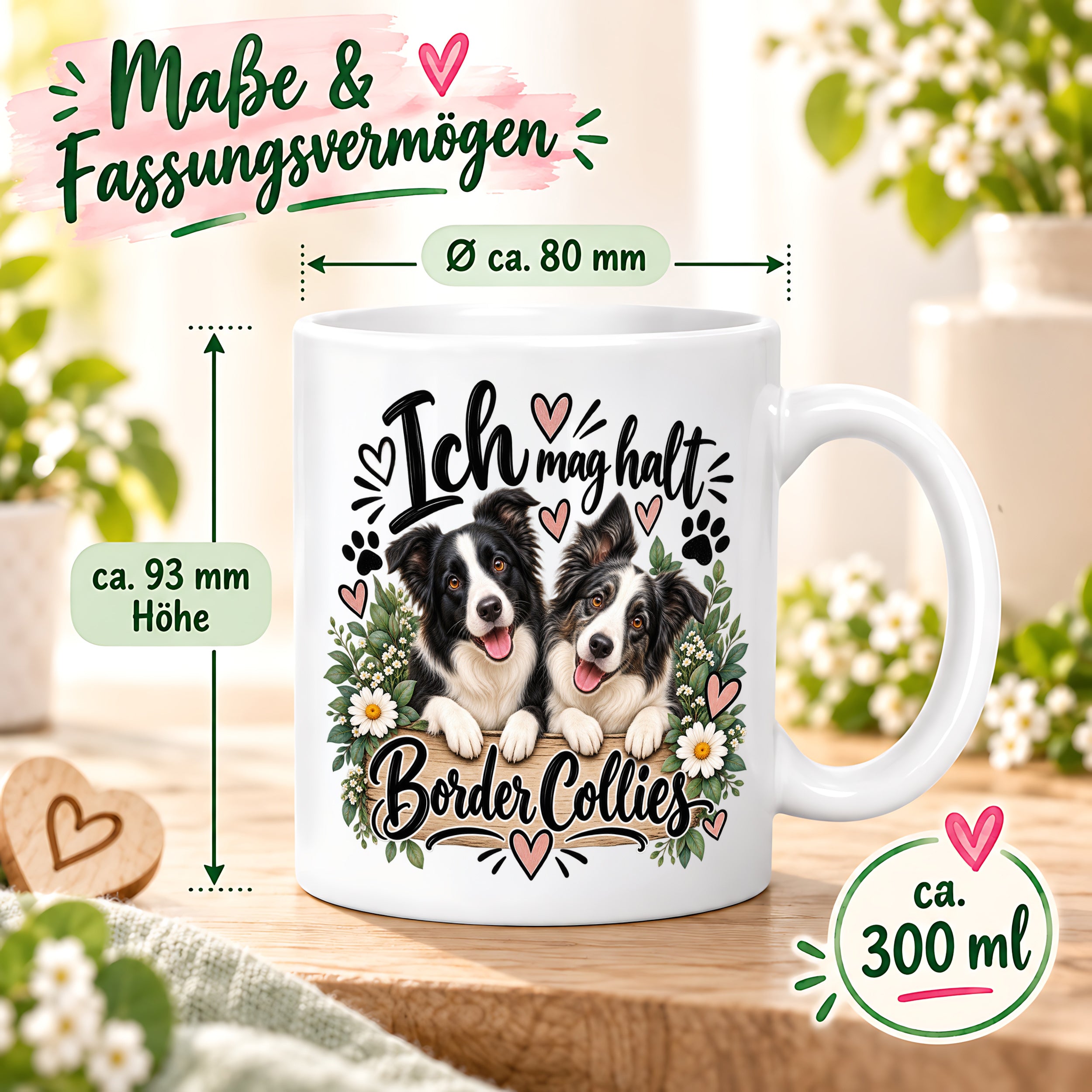 Herzbotschaft Tasse mit Farbwahl - Border Collie – Ich mag halt Border Collies