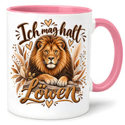 Herzbotschaft Tasse mit Farbwahl - Löwe – Ich mag halt Löwen
