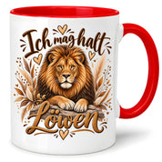 Herzbotschaft Tasse mit Farbwahl - Löwe – Ich mag halt Löwen