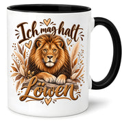 Herzbotschaft Tasse mit Farbwahl - Löwe – Ich mag halt Löwen