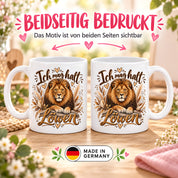 Herzbotschaft Tasse mit Farbwahl - Löwe – Ich mag halt Löwen